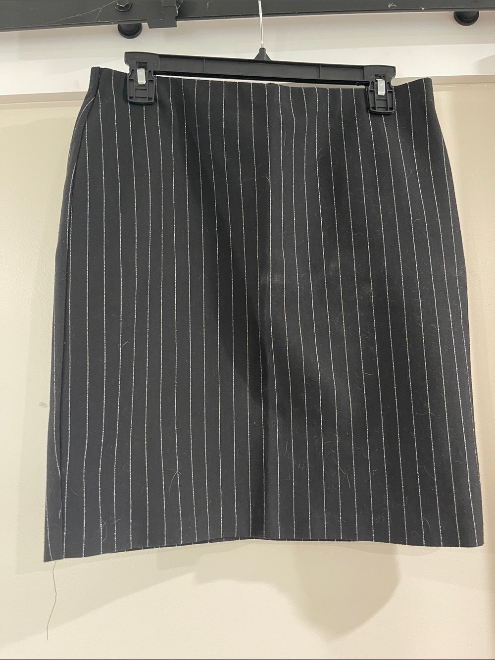 Express Black Pencil Skirt with White Pinstripes